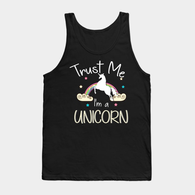 Cute Trust Me I'm A Unicorn Pun Obsessed Kid Tank Top by theperfectpresents